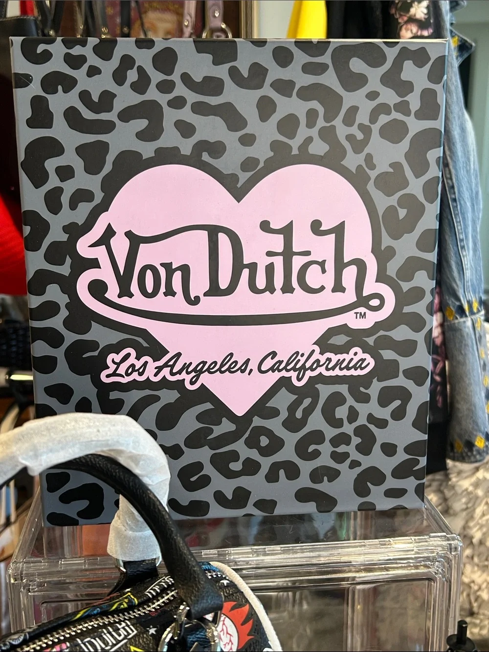 Von Dutch- NIB! Black Multi-Color Logo Print Handbag & Card Holder Bundle